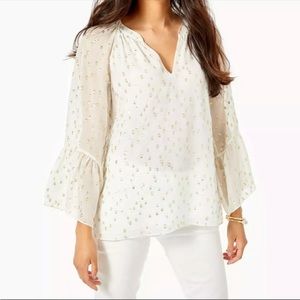 Lilly Pulitzer Matilda Top Fish Clip Chiffon Coconut XL